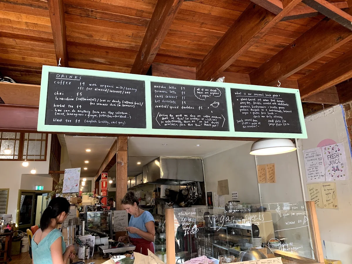 Menu, Friends of the Earth Melbourne Food Coop & Cafe