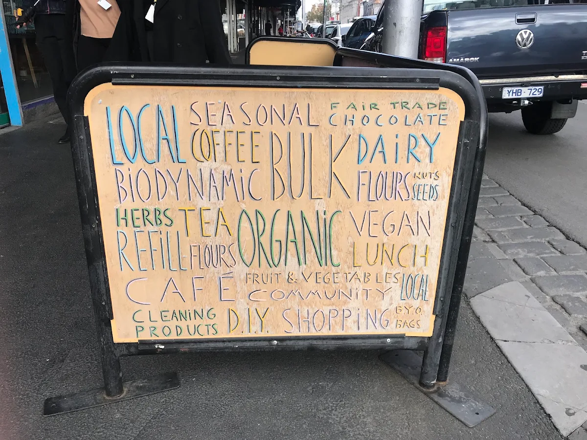 Menu, Friends of the Earth Melbourne Food Coop & Cafe