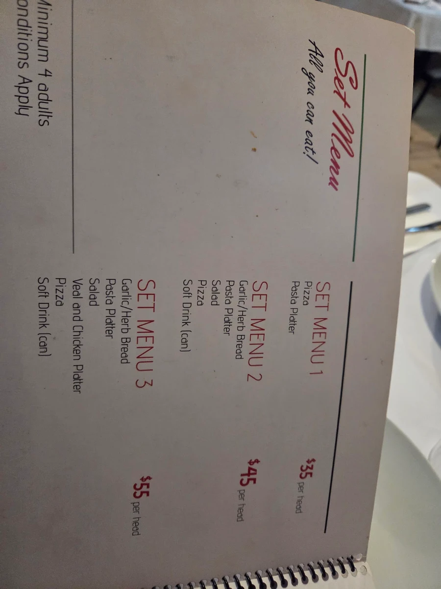Menu, Monte Carlo Pizzeria Restaurant