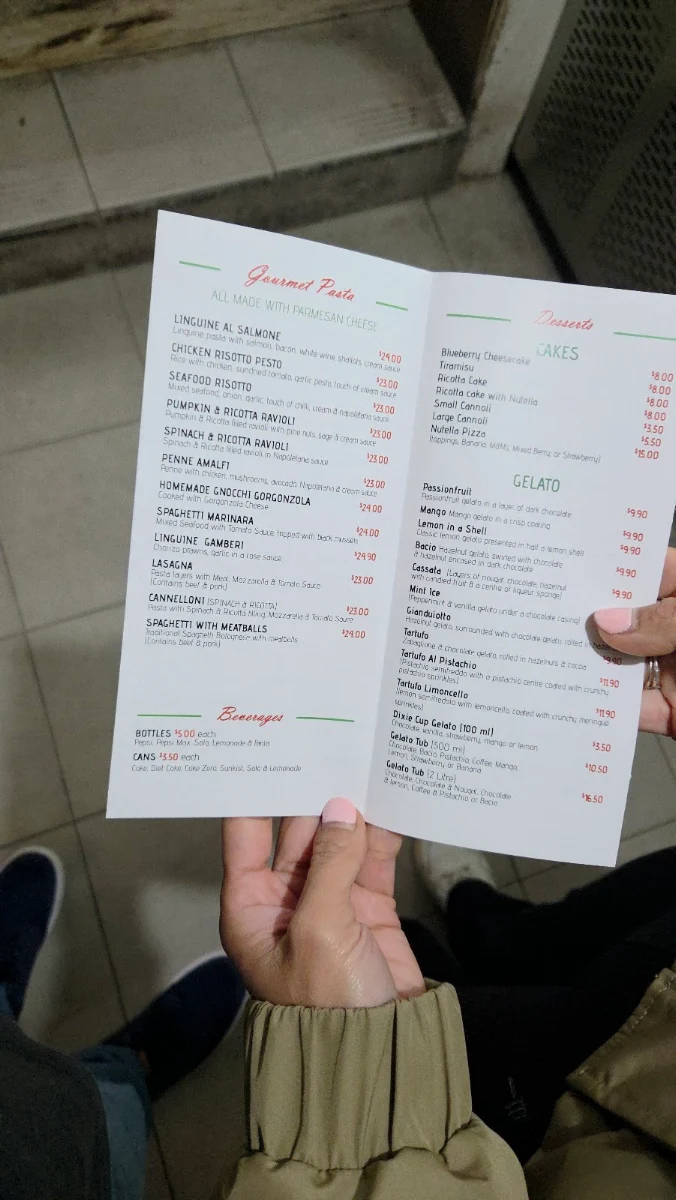 Menu, Monte Carlo Pizzeria Restaurant