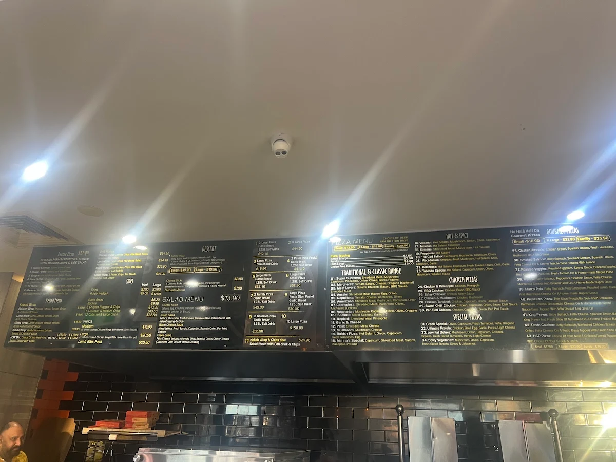 Menu, Cafe Marina & Pizzaria