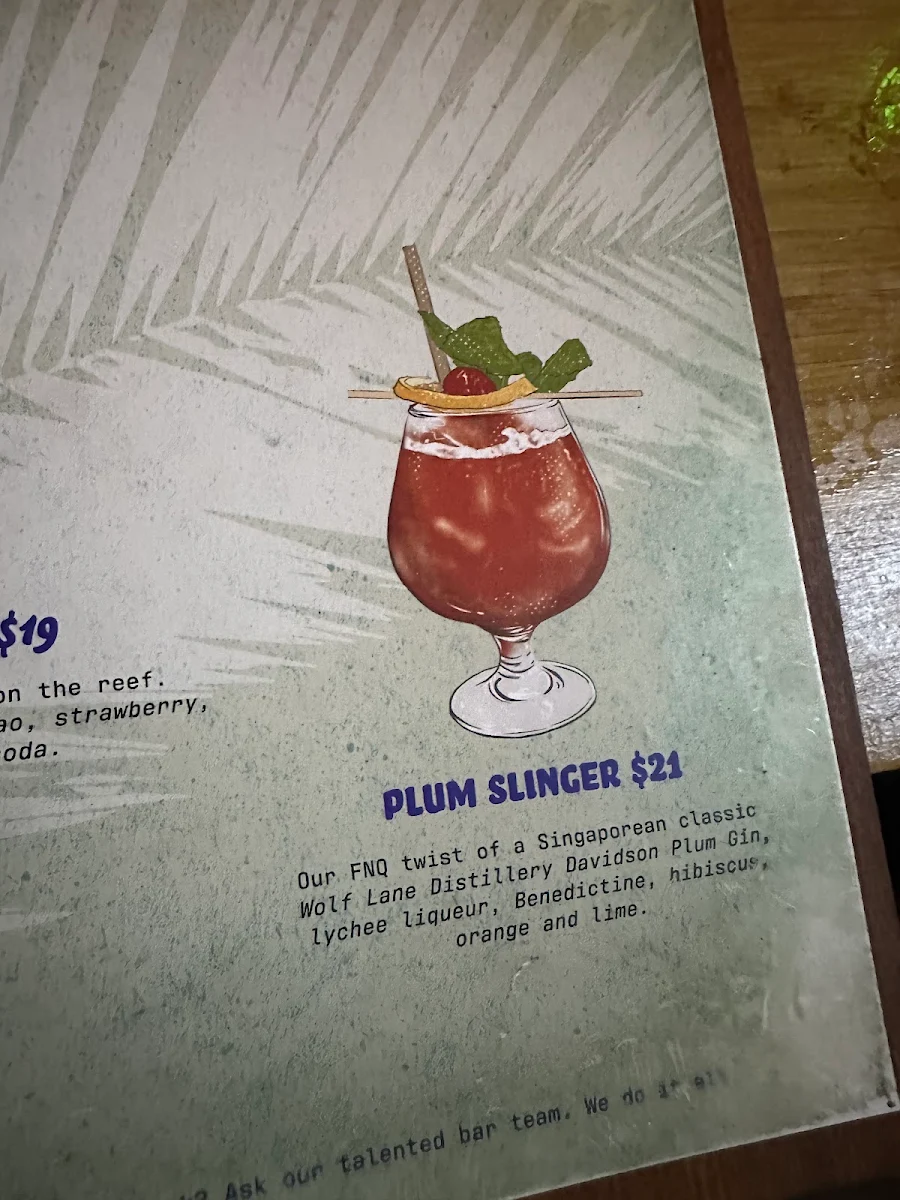 Menu, Flamingos Tiki Bar