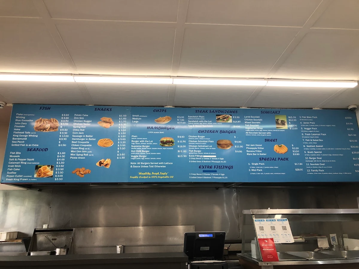 Menu, Brady Road Fish and Chips