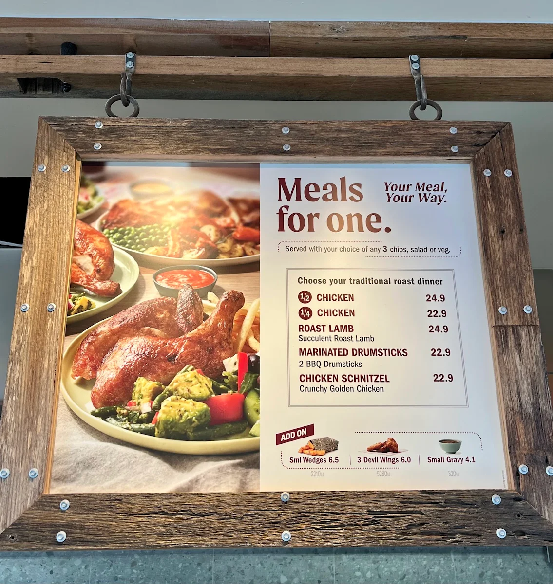 Menu, Chargrill Charlie's Sydney Olympic Park