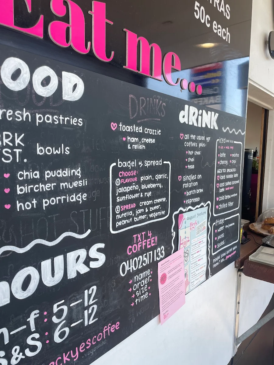Menu, Heck Yes Coffee