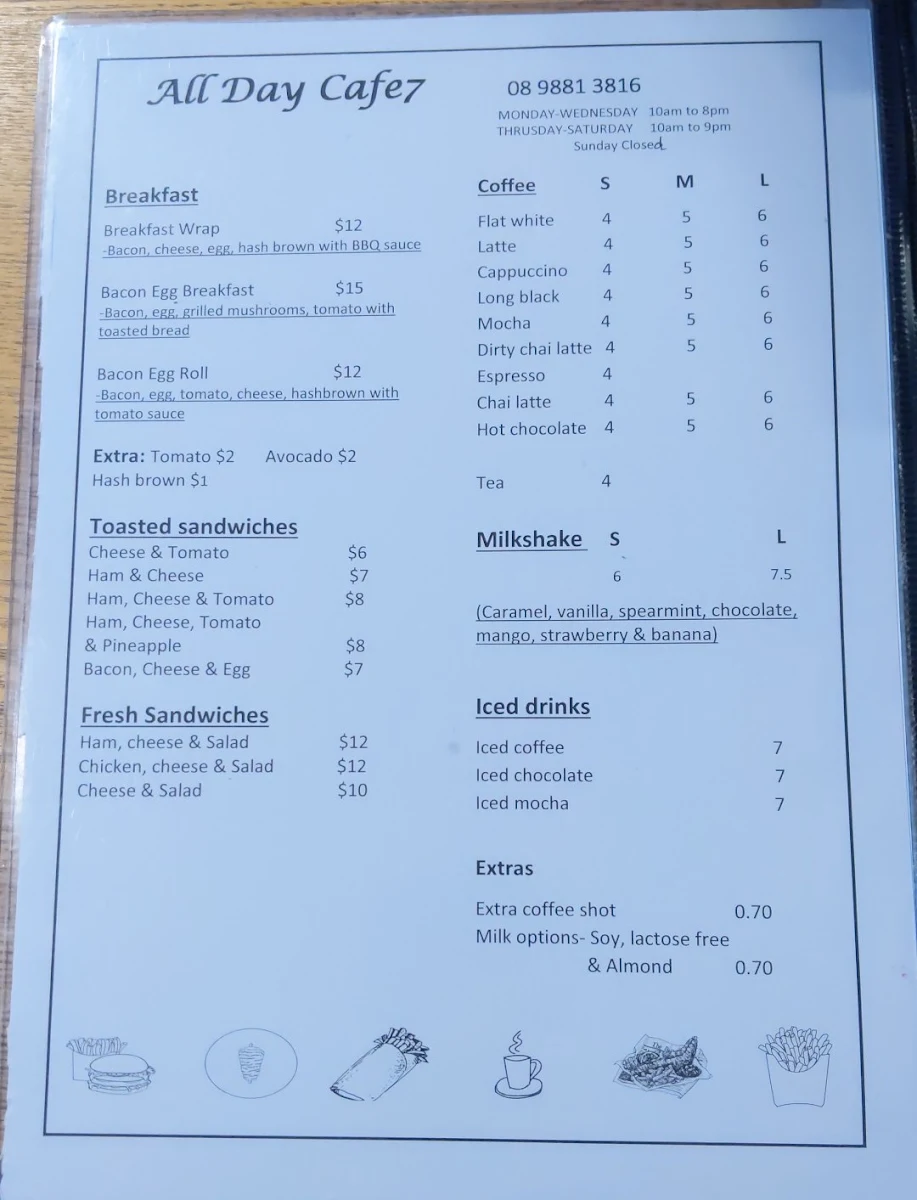 Menu, All Day Cafe 7