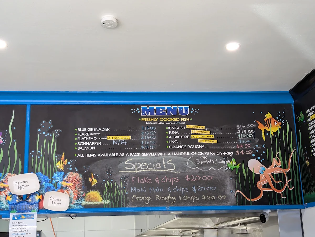 Menu, Blue Water Seafoods