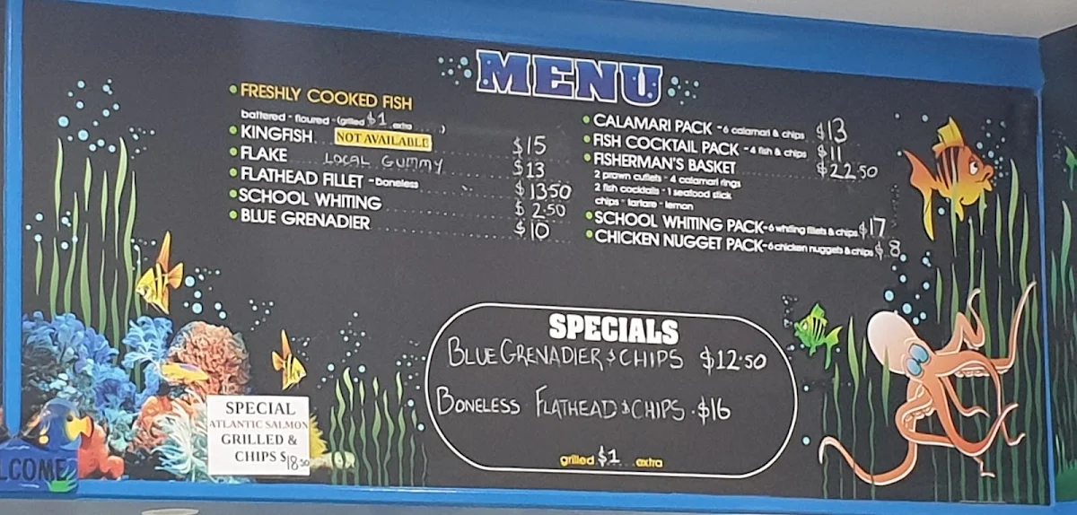 Menu, Blue Water Seafoods