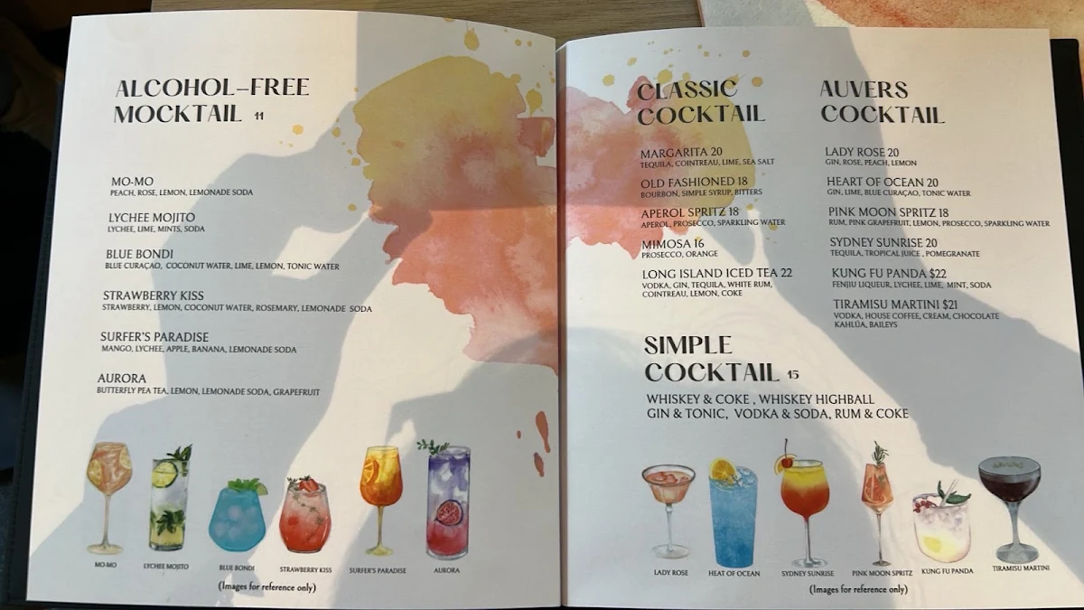 Menu, Auvers Dining Rhodes