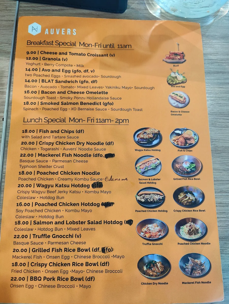 Menu, Auvers Dining Rhodes