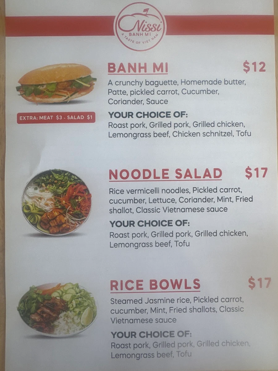 Menu, Nissi Banh Mi