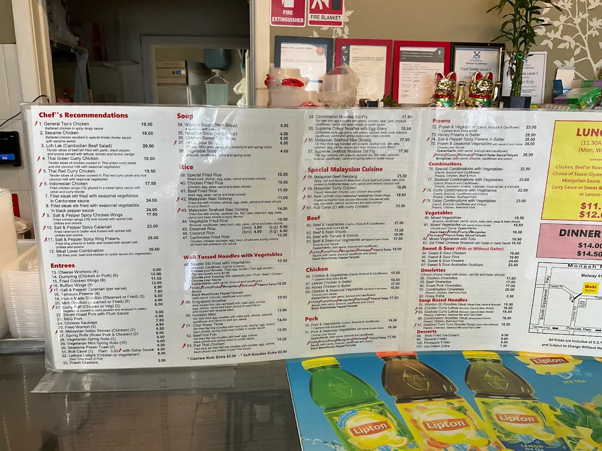 Menu, Woki Kitchen