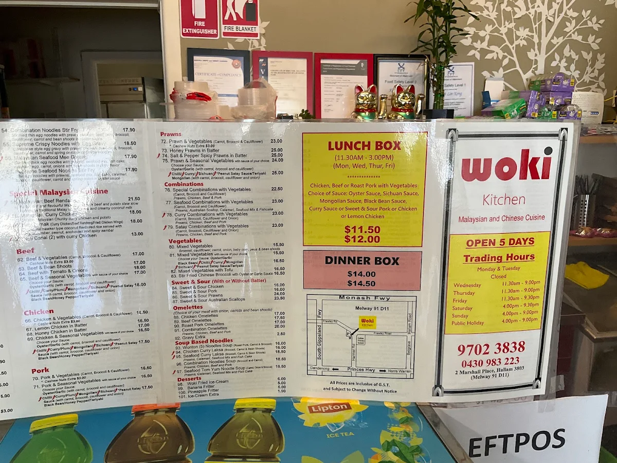 Menu, Woki Kitchen
