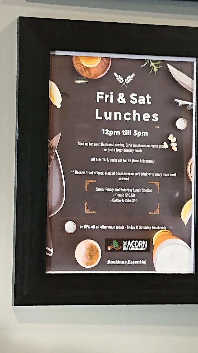 Menu, The Acorn Bar & Restaurant