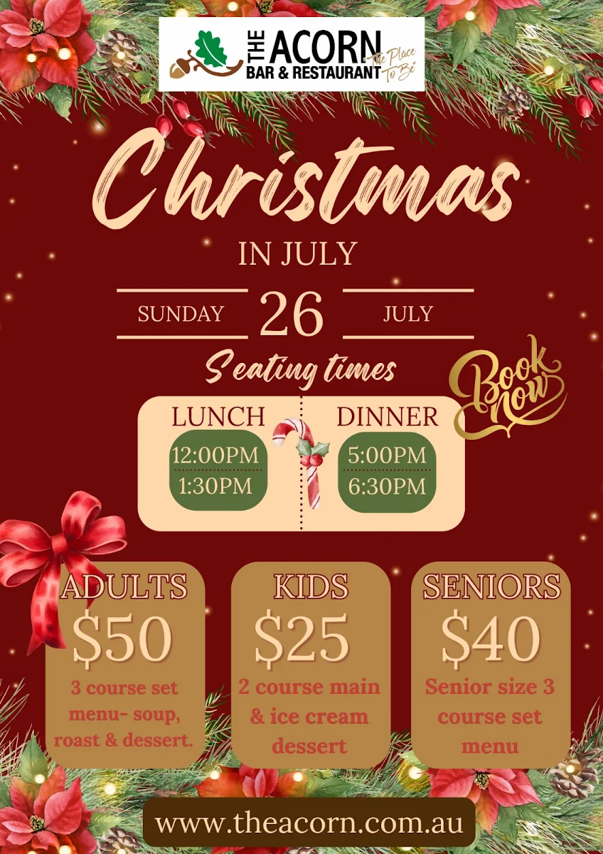 Menu, The Acorn Bar & Restaurant