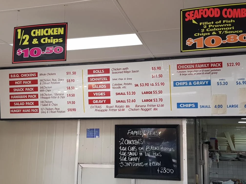 Menu, Chickery Fish Chicken Shop Geelong