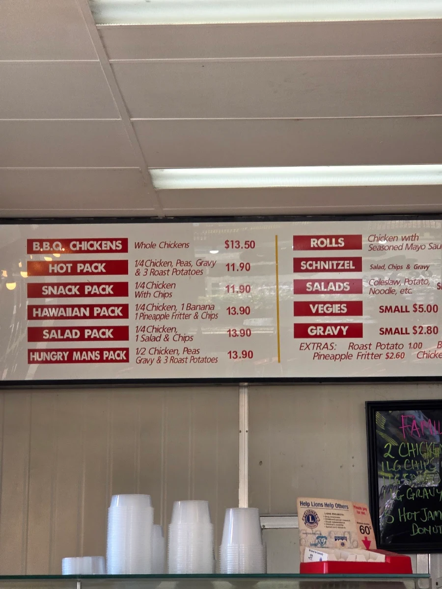 Menu, Chickery Fish Chicken Shop Geelong