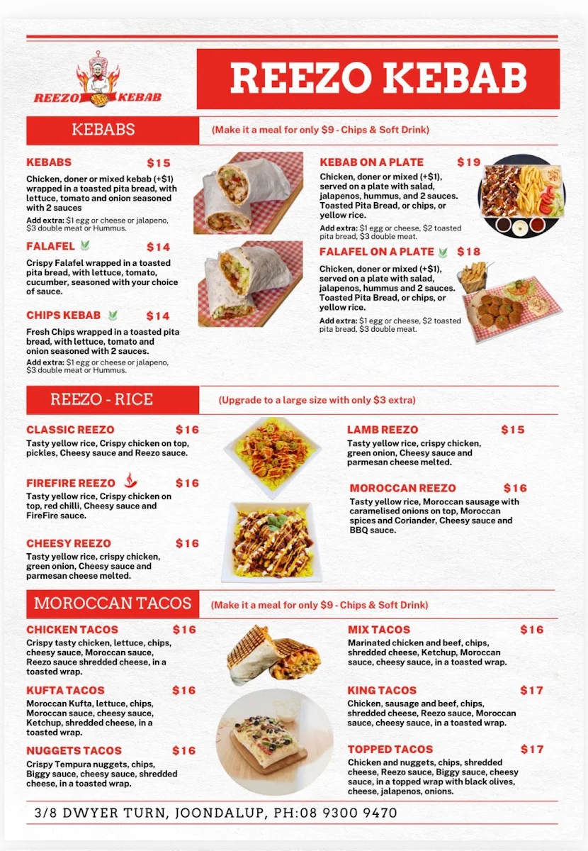 Menu, Reezo Kebab