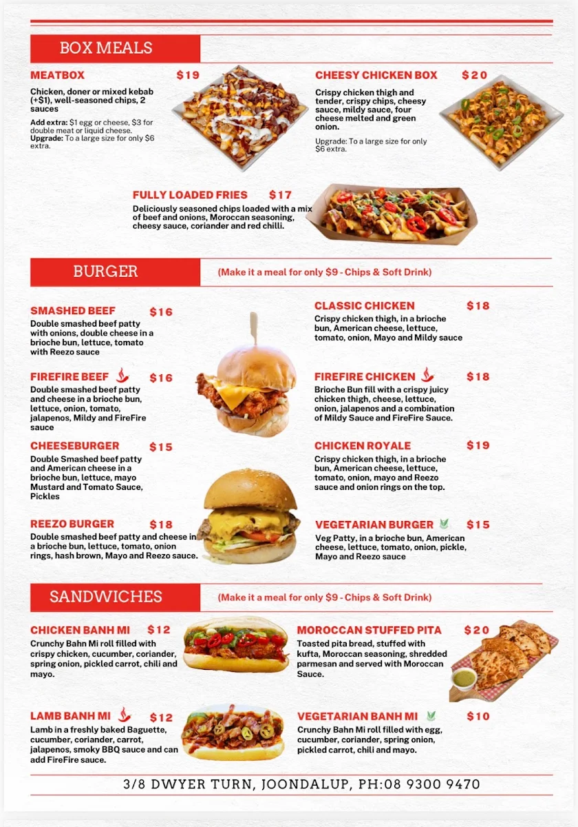 Menu, Reezo Kebab