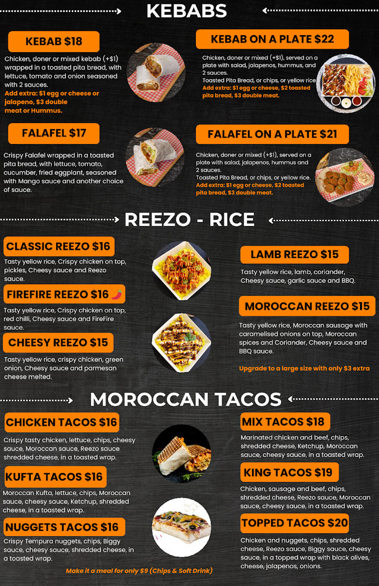 Menu, Reezo Kebab