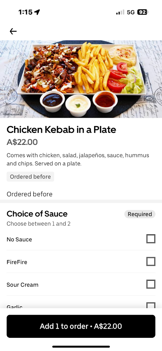 Menu, Reezo Kebab