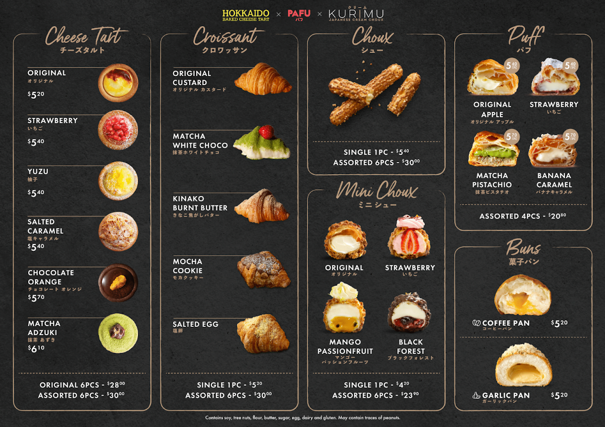 Menu, KURIMU x Hokkaido Baked Cheese Tart Uptown Brisbane