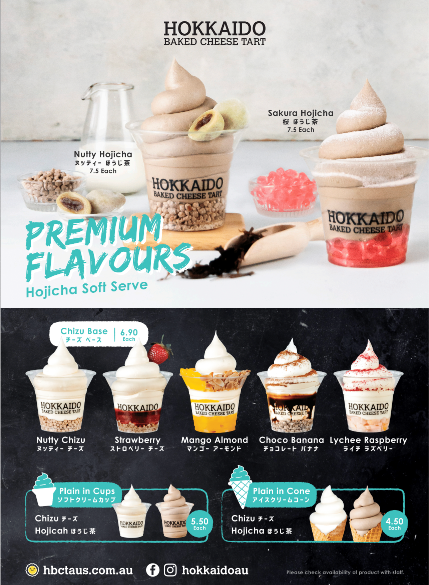 Menu, KURIMU x Hokkaido Baked Cheese Tart Uptown Brisbane