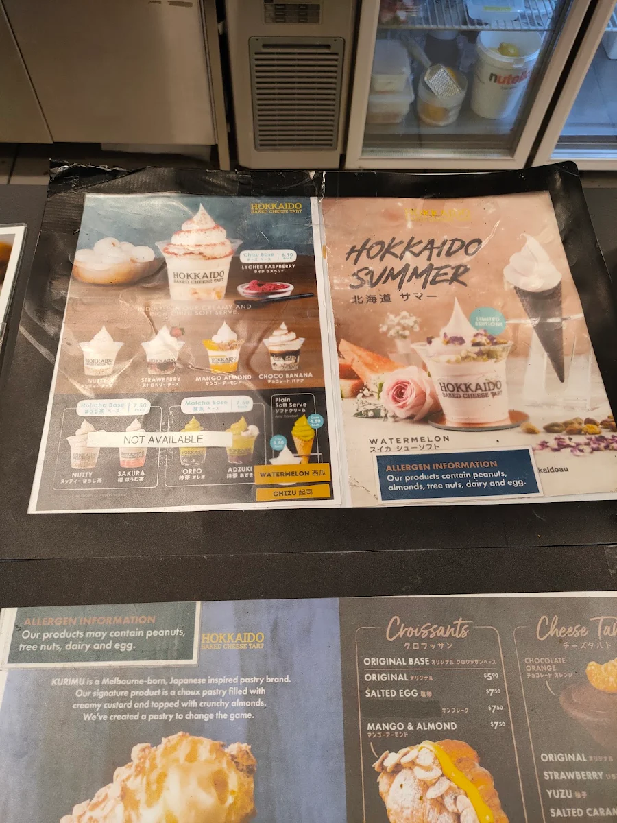 Menu, KURIMU x Hokkaido Baked Cheese Tart Uptown Brisbane