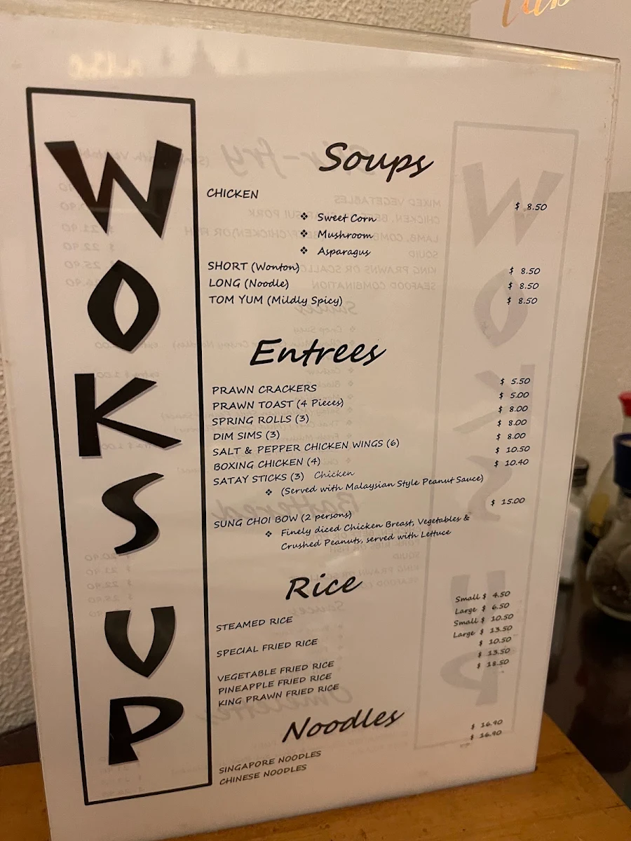 Menu, Woks Up