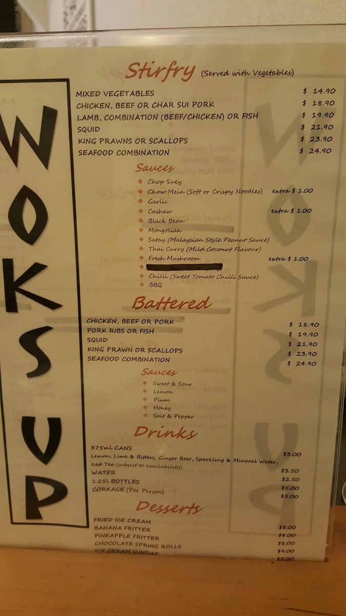 Menu, Woks Up