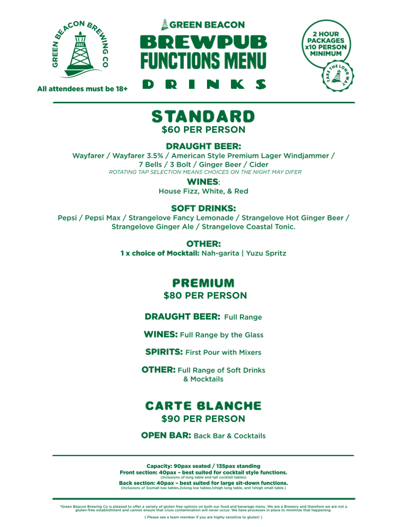 Menu, Green Beacon Brewing Co.