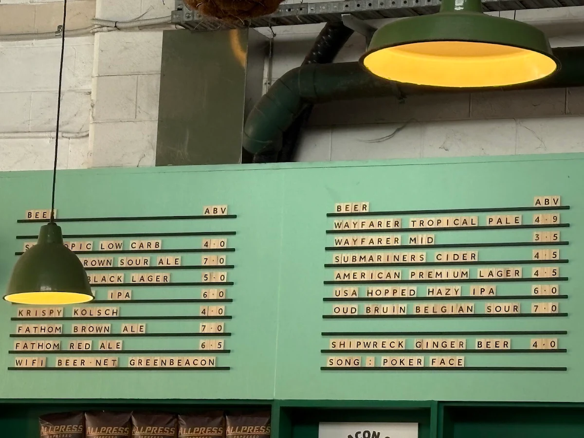 Menu, Green Beacon Brewing Co.