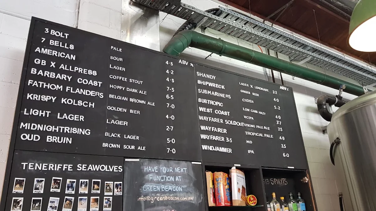 Menu, Green Beacon Brewing Co.