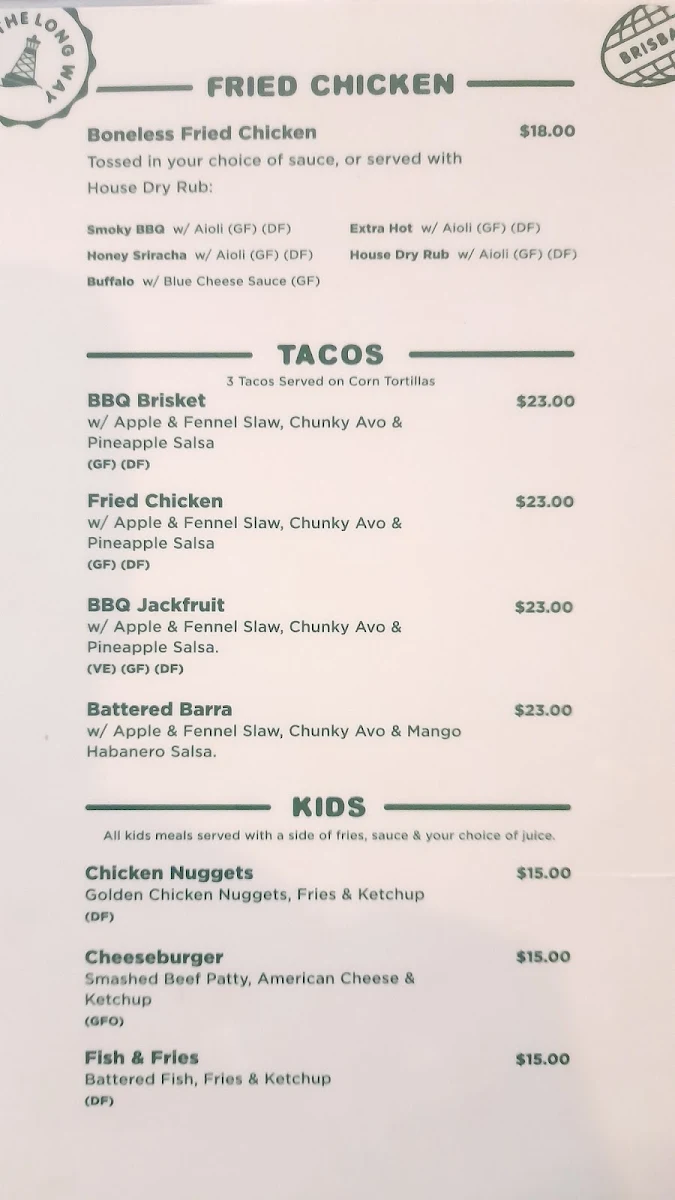 Menu, Green Beacon Brewing Co.