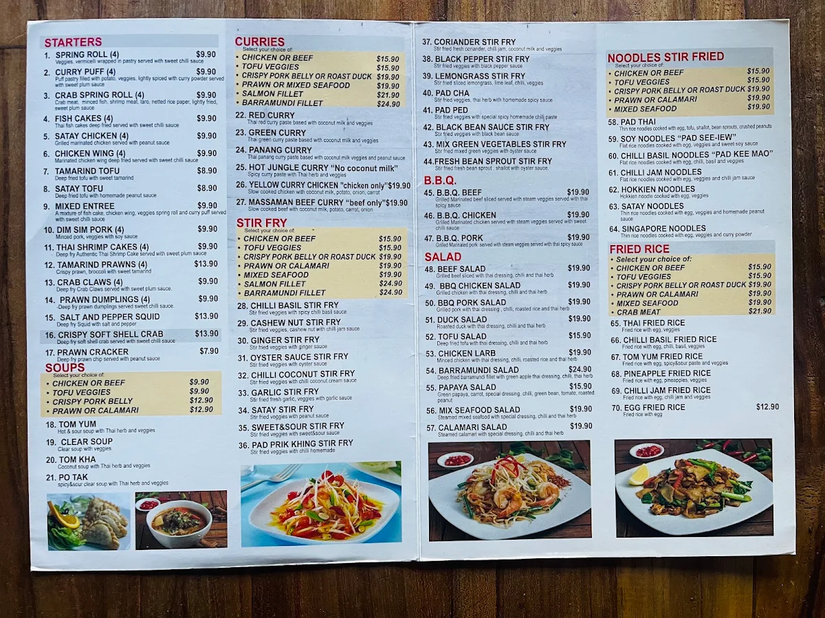 Menu, We are Thai Restaurant