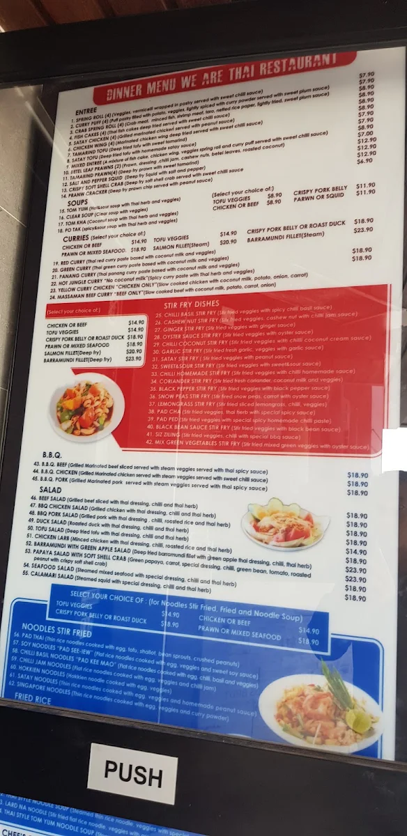 Menu, We are Thai Restaurant
