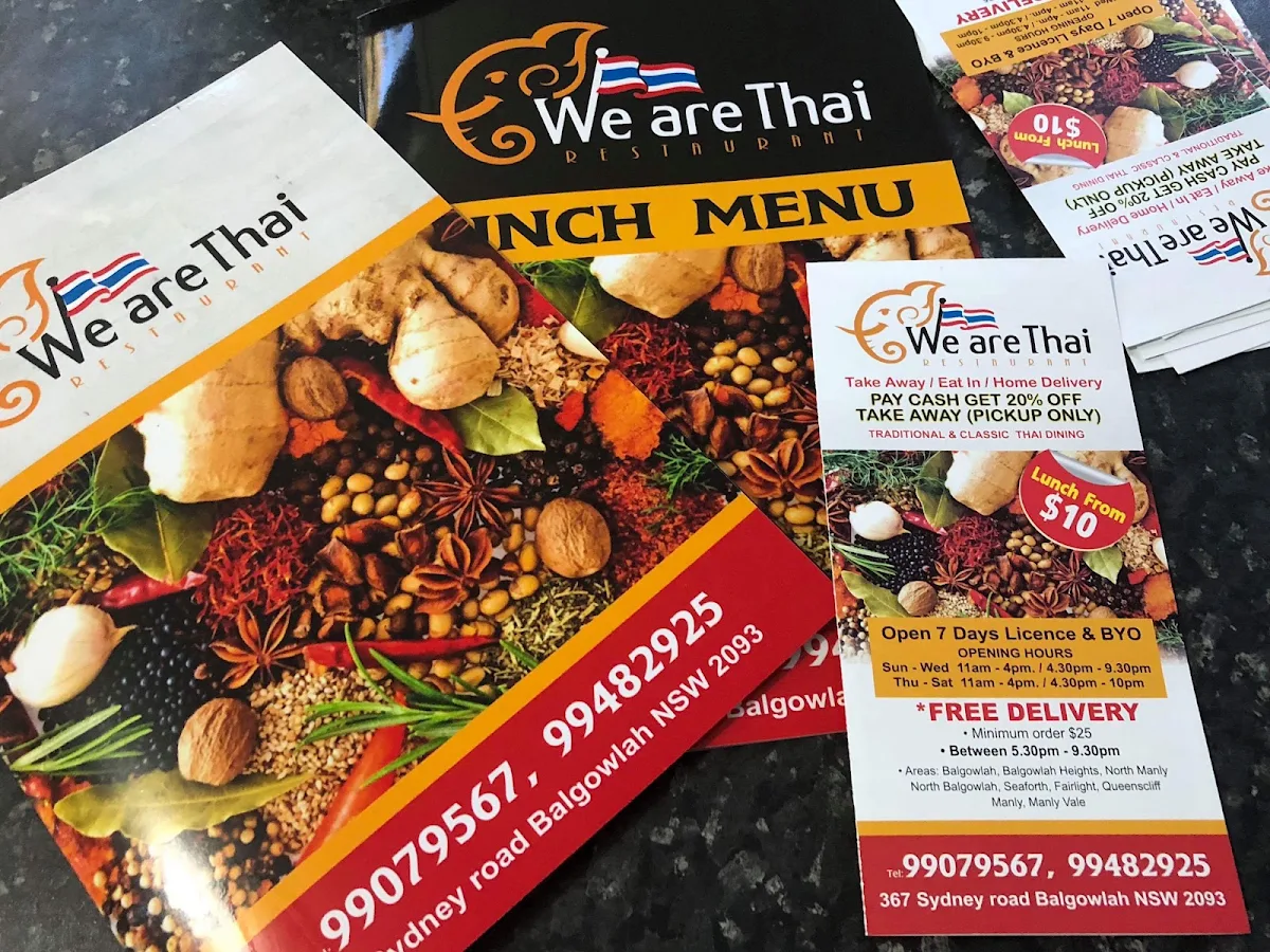 Menu, We are Thai Restaurant