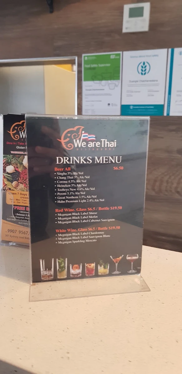 Menu, We are Thai Restaurant