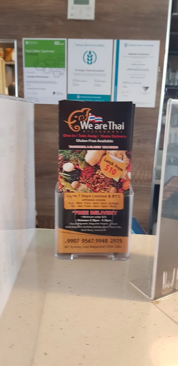 Menu, We are Thai Restaurant