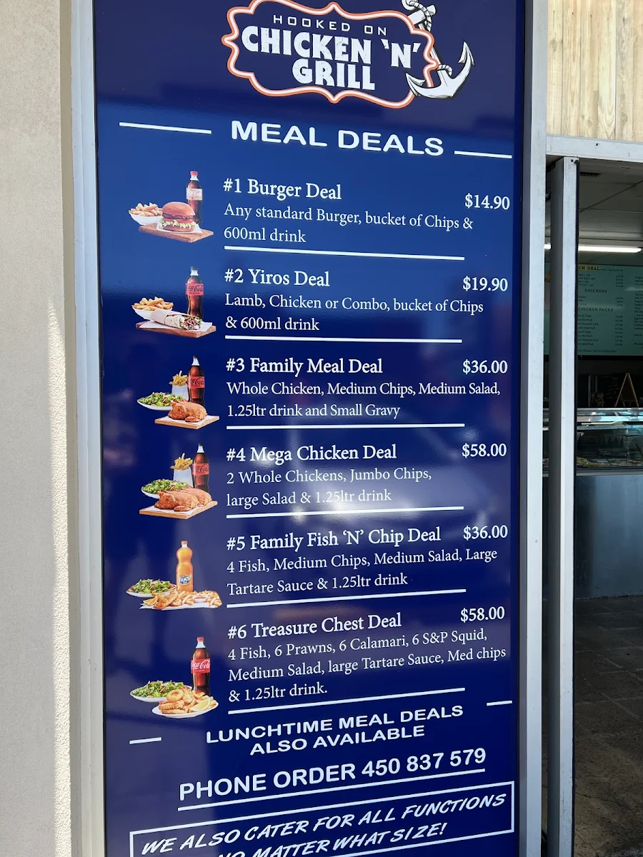 Menu, Hooked on Chicken and Grill
