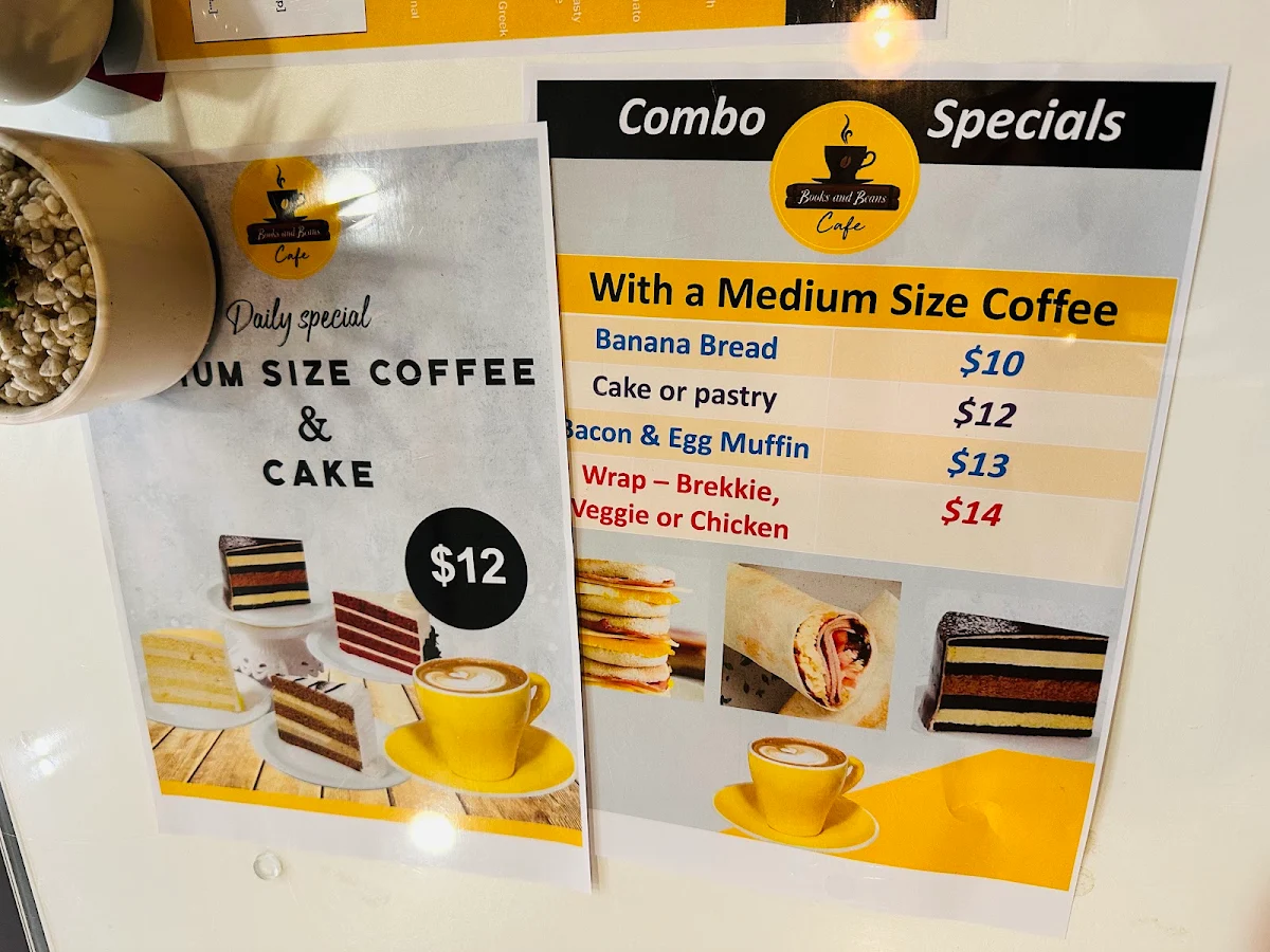 Menu, Books & Beans Cafe