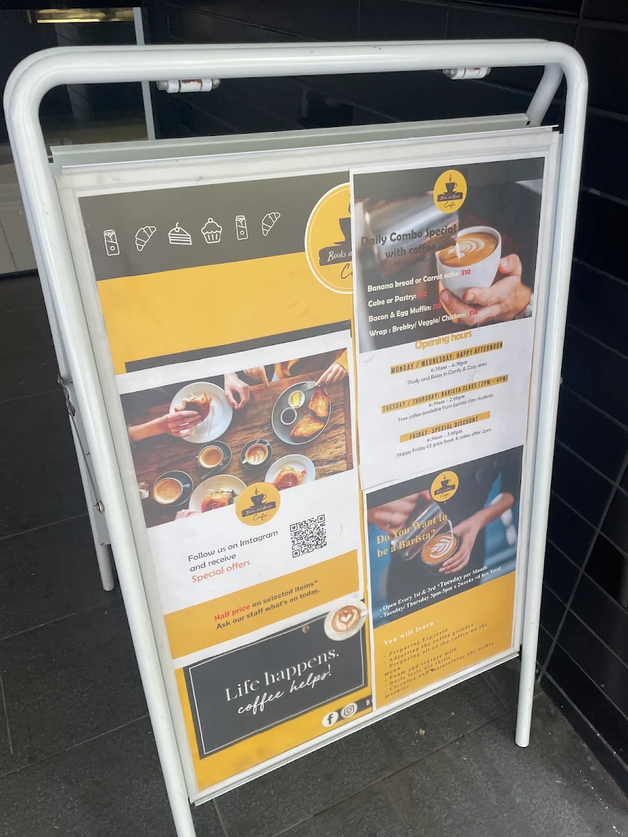Menu, Books & Beans Cafe
