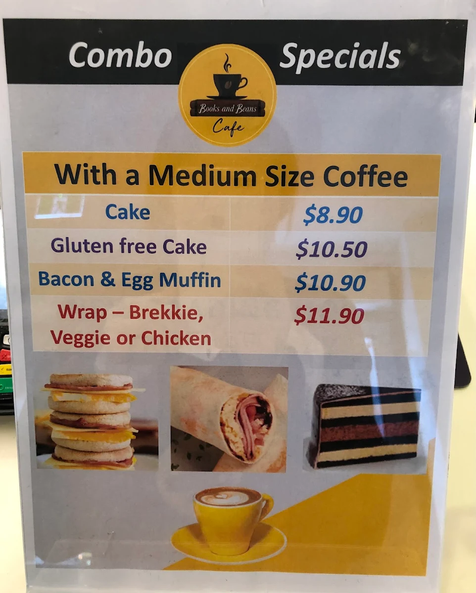 Menu, Books & Beans Cafe