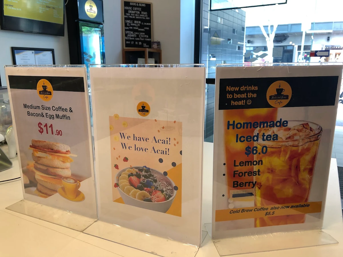 Menu, Books & Beans Cafe