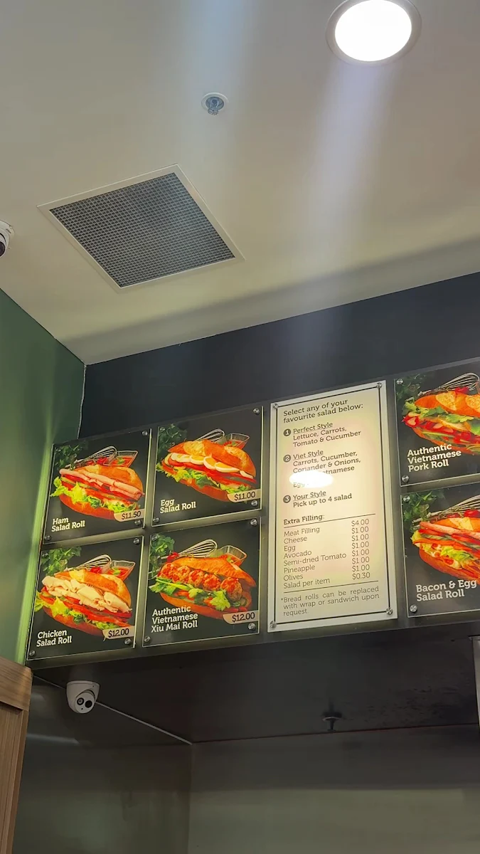 Menu, Amie Bakery Cafe Southern Cross Lane