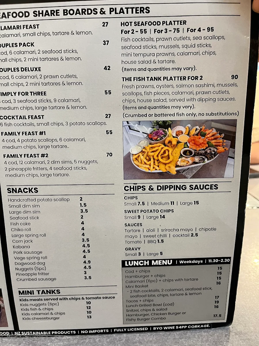 Menu, The Fish Tank - Southport Fish & Chips