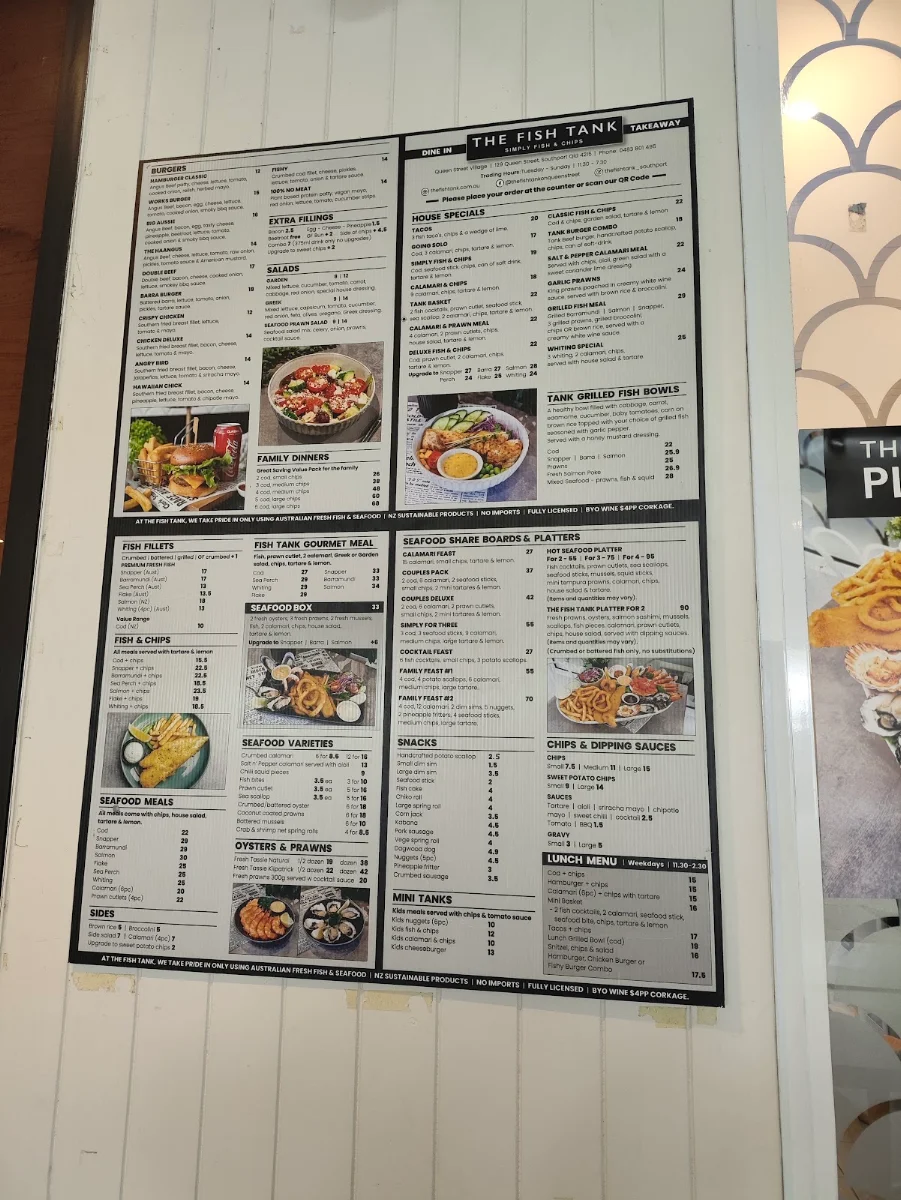 Menu, The Fish Tank - Southport Fish & Chips