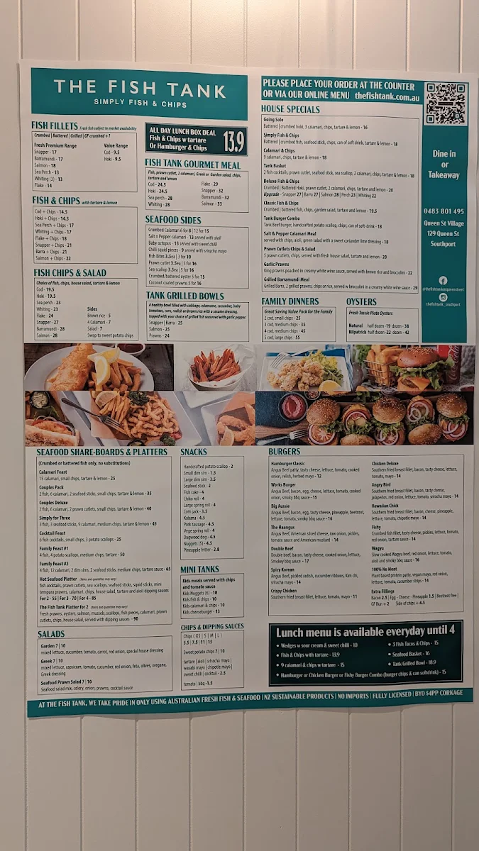 Menu, The Fish Tank - Southport Fish & Chips