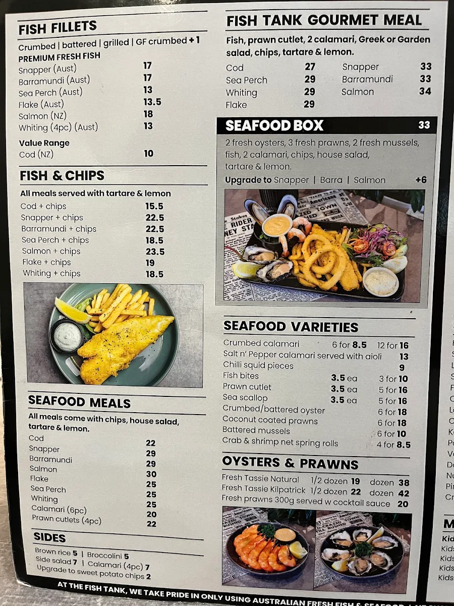 Menu, The Fish Tank - Southport Fish & Chips
