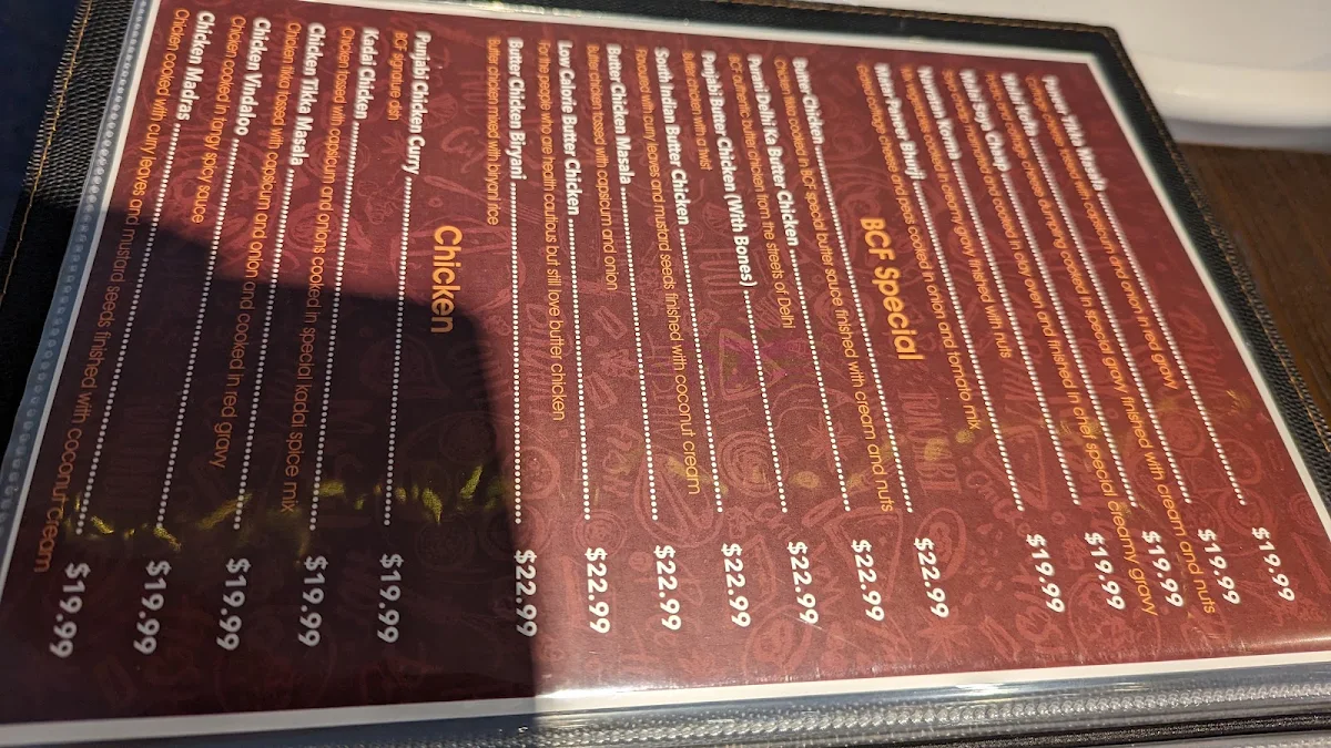Menu, Butter Chicken Factory -SA